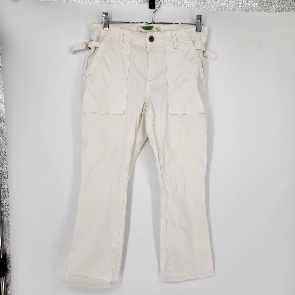 Anthropologie White Utility Ankle Crop Jeans Pants 27P Straight High Waist